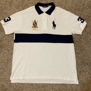 Ralph Lauren Polo Shirt Mens 2XLT Blue Big Pony Summer Classic Crest 3 Golf